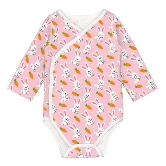 Xecao Rabbit And Carrot Print Baby unisex-baby Cotton Long-sleeve Bodysuits-12 Months