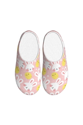 Rabbit And Chick Print Cotton Slippers Fuzzy Warm Cozy Slippers Non Slip House Slippers For Indoor Outdoor Cotton Slippers House Slippers-13