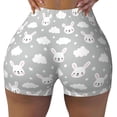 thumbnail image 1 of Xecao Rabbit And Cloud Print Workout Shorts for Women Soft Smooth Gym Yoga Scrunch Active Tennis Workout Running Shorts, 1 of 9