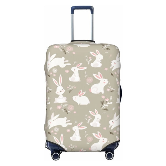 Xecao Rabbit And Flower print Elastic Luggage Cover, with double-sided print , is perfect for travel, business, and daily use