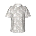 thumbnail image 1 of Xecao Rabbit And Heart print Hawaiian shirt - a stylish short-sleeve button-down for men, perfect for casual beach and tropical outings., 1 of 9