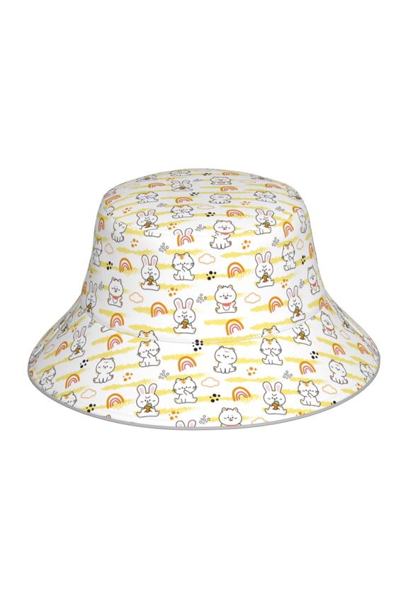 Rabbit And Milk Tea Print Men and Women Night Reflective Hat Runner Cap Visor Bucket Hat Boonie Cap