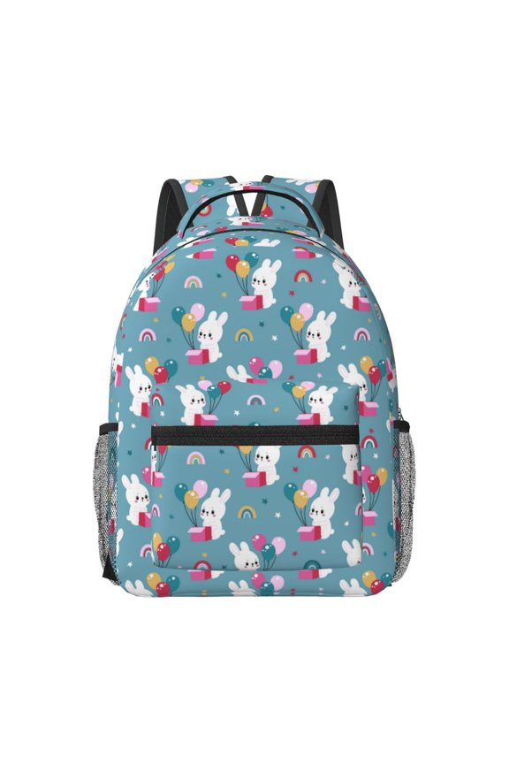 Rabbit And Rainbow Travel Backpack: A spacious, stylish computer backpack ideal for men and women, perfect for college, school, or daily travels