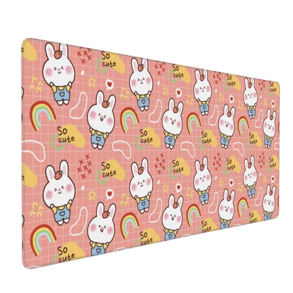 Xecao Rabbit So Cute Print Large Mouse Pad, 16x35.5in Mousepad, Professional Non-Slip Rubber Base Big Mouse Pad, Mouse Pad for Gaming & Office Full Desk Mouse Pad