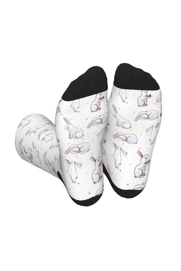 Rabbit Eating Print Crew Socks for Men and Women, Men's Soft Moisture-wicking Sock