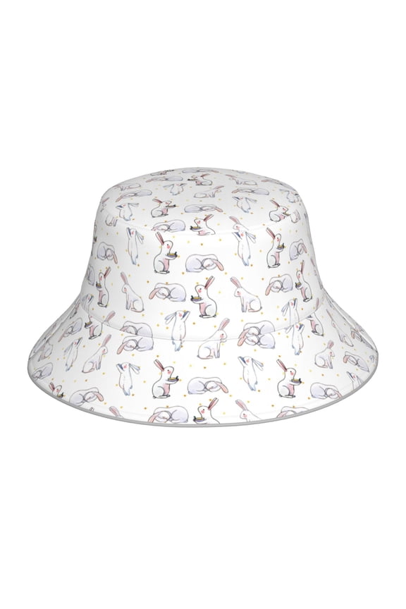 Rabbit Eating Print Men and Women Night Reflective Hat Runner Cap Visor Bucket Hat Boonie Cap