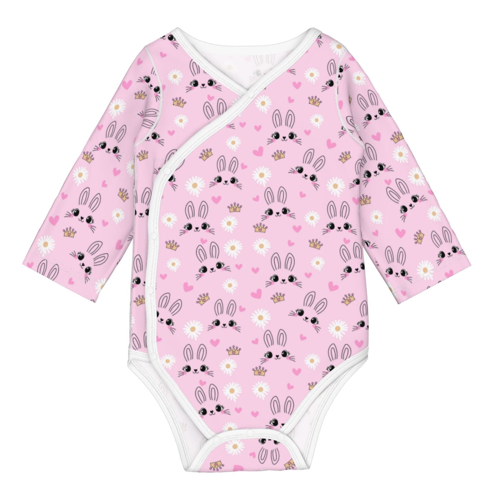 Xecao Rabbit Face Print Baby unisex-baby Cotton Long-sleeve Bodysuits-2 Years