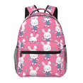 thumbnail image 1 of Xecao Rabbit Holding Flowers Backpack, a stylish and functional choice for both men and women, is the perfect basic bookbag for college, work, or travel, 1 of 5