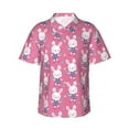 thumbnail image 1 of Xecao Rabbit Holding Flowers print Hawaiian shirt - a stylish short-sleeve button-down for men, perfect for casual beach and tropical outings., 1 of 9