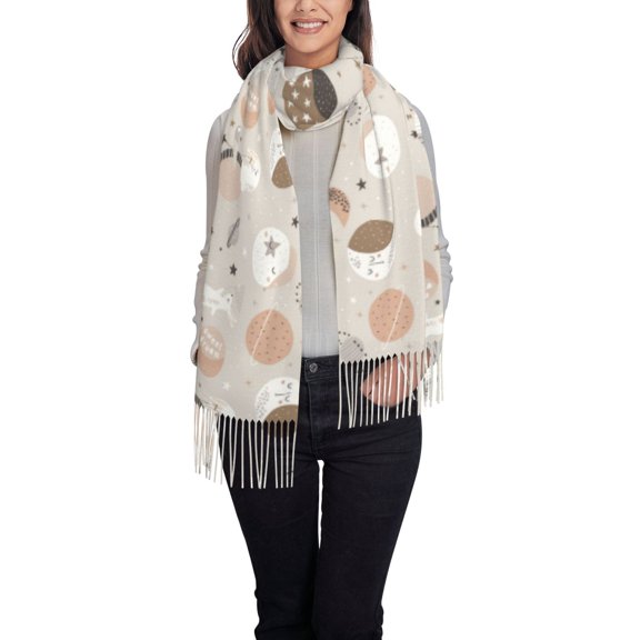 Xecao Rabbit In Space Pattern Womens Winter Scarf Fall Scarf Oversized Large Scarf for Women Warm Shawl Wrap