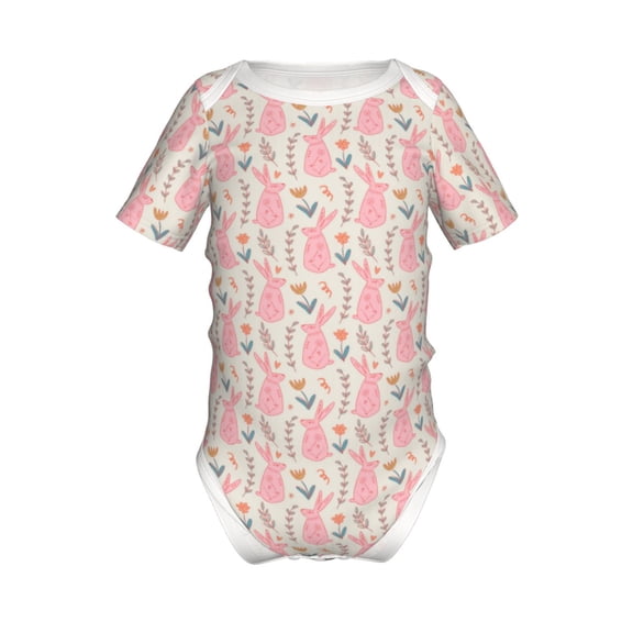 Xecao Rabbit Pattern Baby Climbing Bodysuit Short Sleeve Onesie Unisex 0-12 Months Baby Shirt Newborn Outfits Crotch snap design-6 Months
