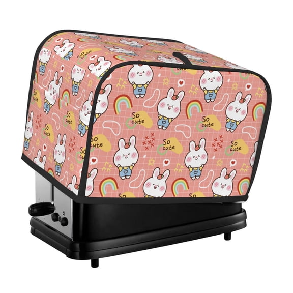 Xecao Rabbit So Cute Print 2 Slice Toaster Cover with Pockets, Small Appliance Cover, Dust and Fingerprint Protection, Machine Washable