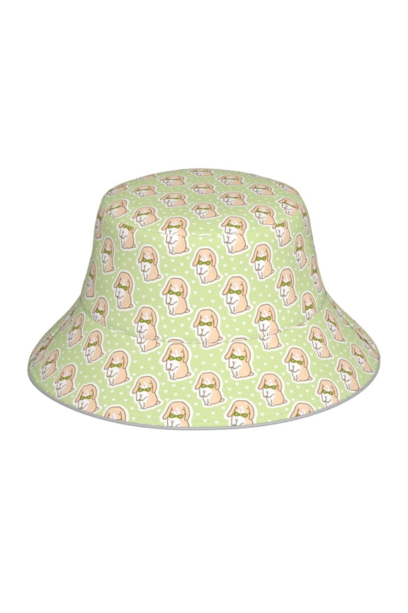 Rabbit With Tie Print Men and Women Night Reflective Hat Runner Cap Visor Bucket Hat Boonie Cap