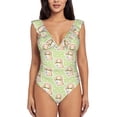 thumbnail image 1 of Xecao Rabbit With Tie print Ruffle One-Piece Swimsuit for Women,for the Beach or Pool, 1 of 8