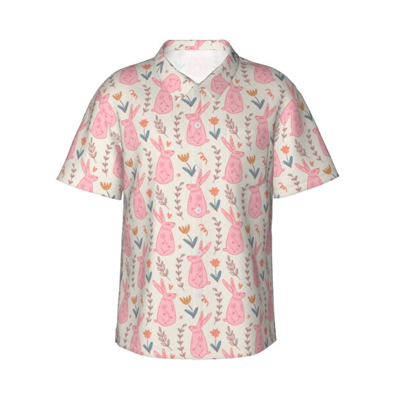 Xecao Rabbit print Hawaiian shirt - a stylish short-sleeve button-down for men, perfect for casual beach and tropical outings.