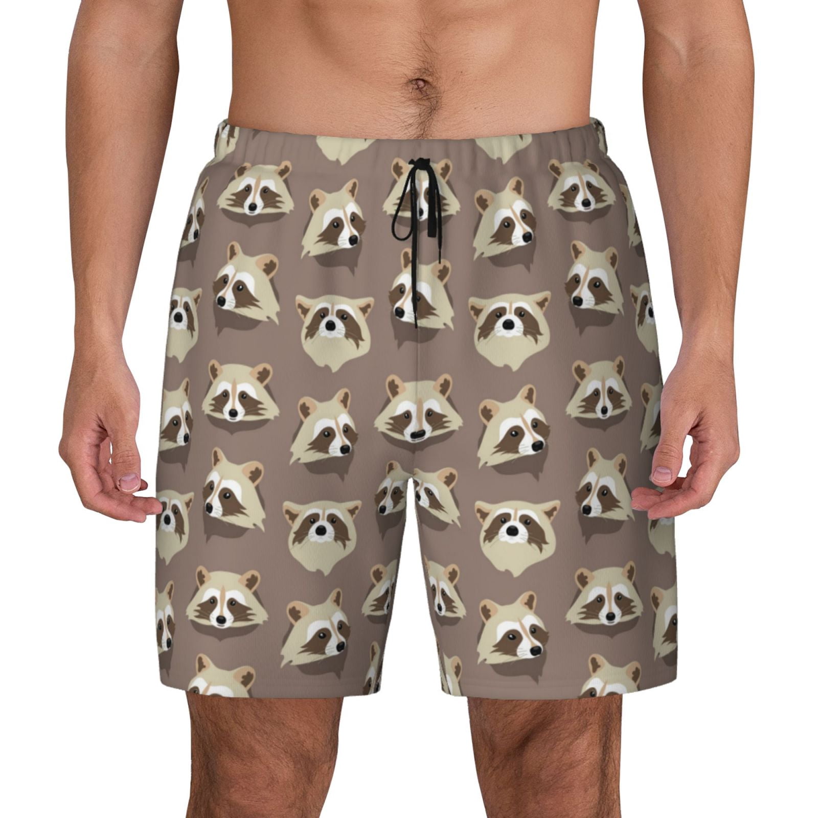 Xecao Raccoon for Men's Swimming Trunks Swim Trunks Quick Dry Swim Shorts with Mesh Lining Funny Swimwear Bathing Suits