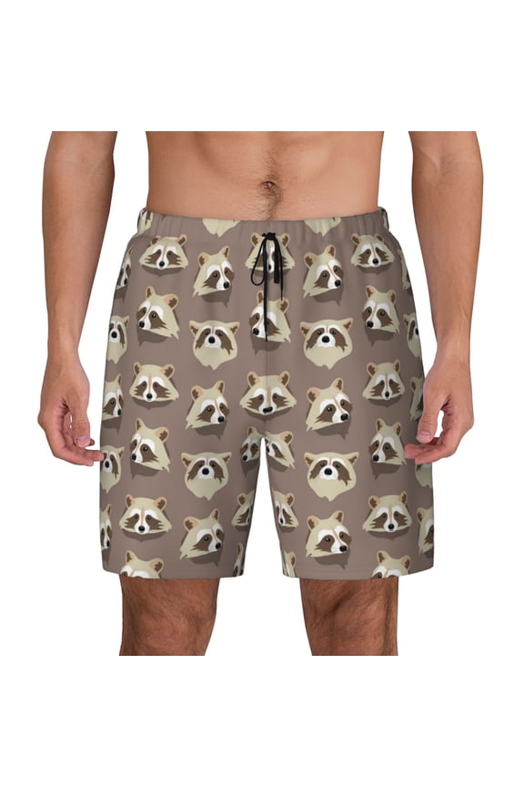 Raccoon for Men's Swimming Trunks Swim Trunks Quick Dry Swim Shorts with Mesh Lining Funny Swimwear Bathing Suits