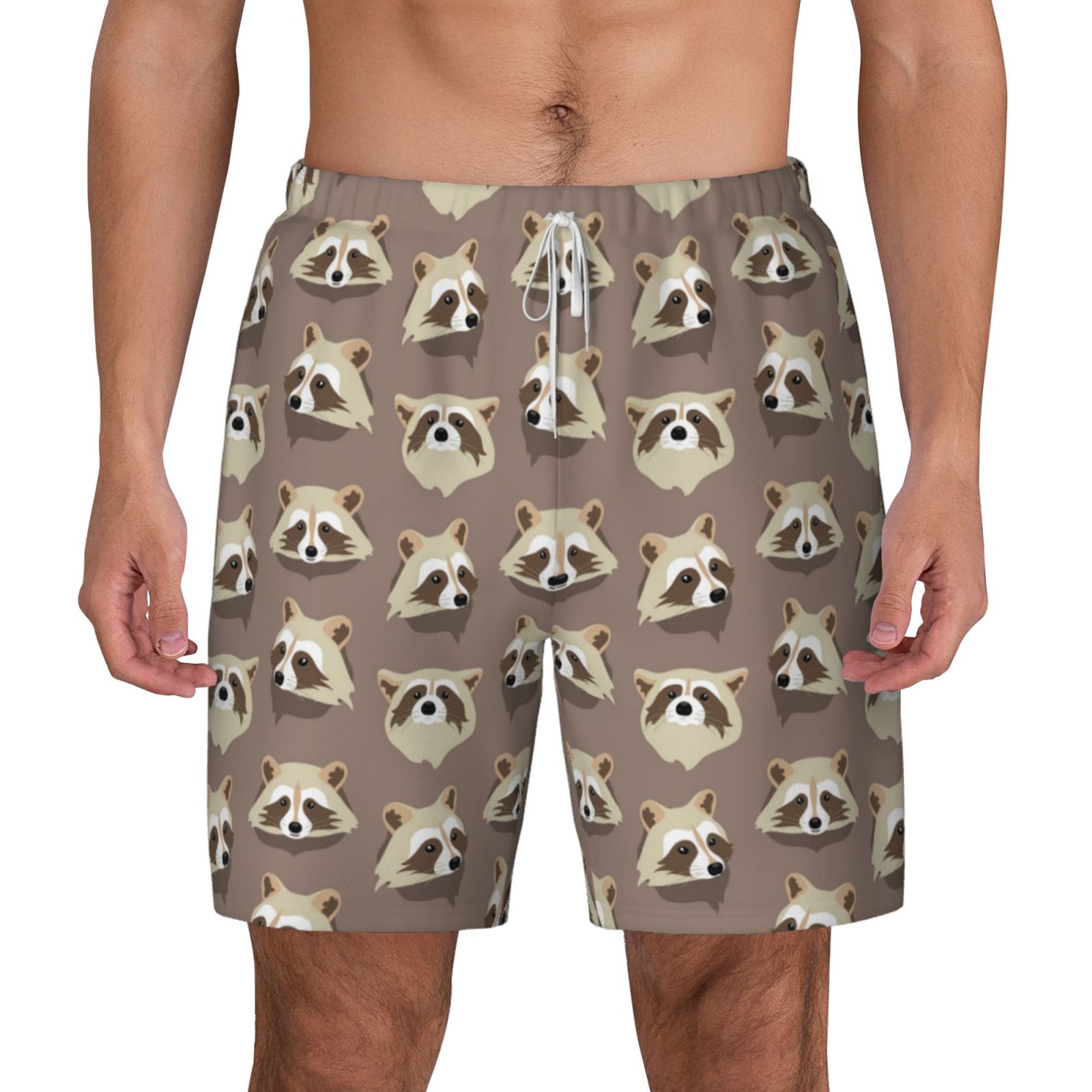 Xecao Raccoon for Men's Swimming Trunks Swim Trunks Quick Dry Swim Shorts with Mesh Lining Funny Swimwear Bathing Suits