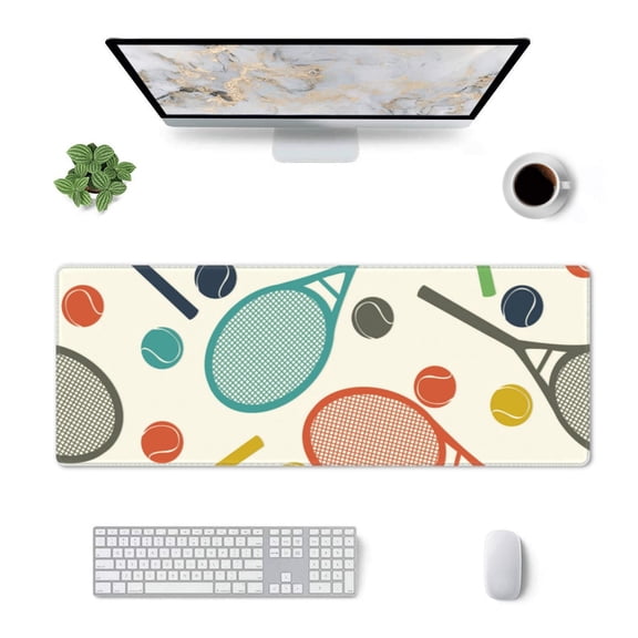 Xecao Racket and Tennis Ball for Mouse Pad - Waterproof Extended Contour Mouse Mat, Large Gaming Mousepad Laptop Keyboard Mat with Non-Slip Rubber Base