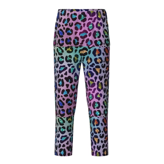 Xecao Rainbow Animal Skin Print Teenagers' Pajama Pants Long Sleep Pants Soft Elastic Waist Pajama Bottoms Elastic waist with 2 Pockets 5-16 Years-Large