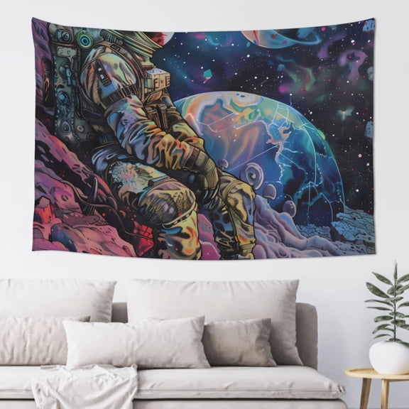 Xecao Rainbow Astronaut Space Landscape Print Tapestry, Wall Hanging Room Funny Decor, Backdrop Room Decor for Bedroom Living Room dormitory