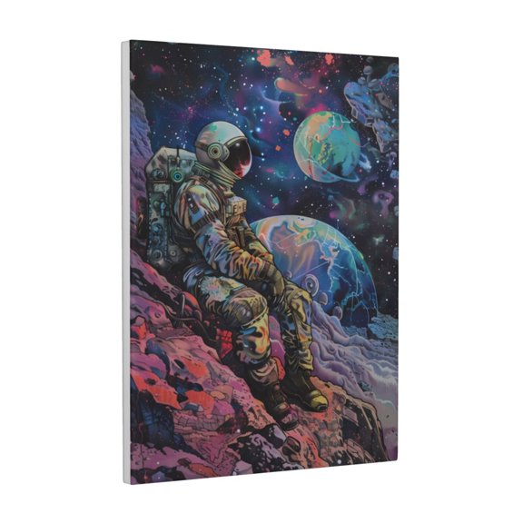 Xecao Rainbow Astronaut Space Landscape for Ready-to-Hang Canvas Art 12x16 Inches - Waterproof HD Print Solid Wood Frame for Gifting,Vertical