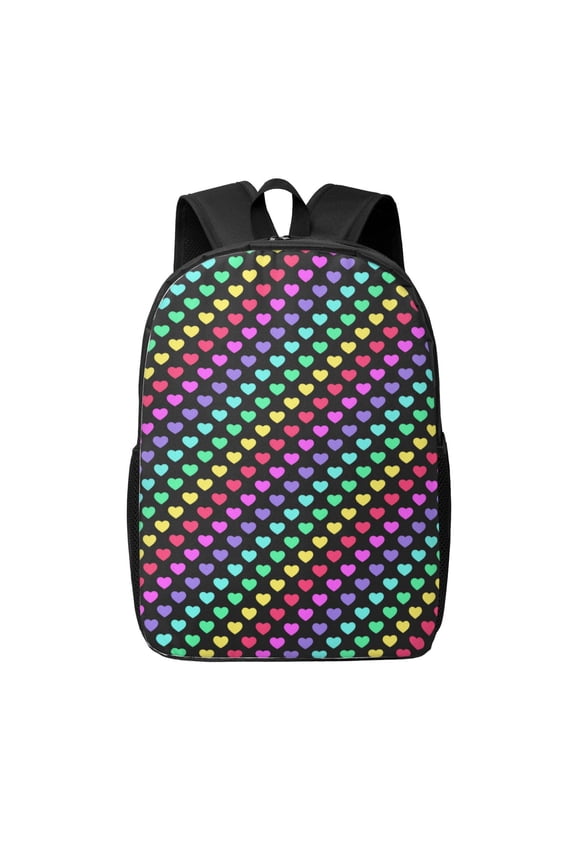 Rainbow Hearts print Travel Backpack, Large Computer Backpack for Men Women, College School Rucksack Book Bag