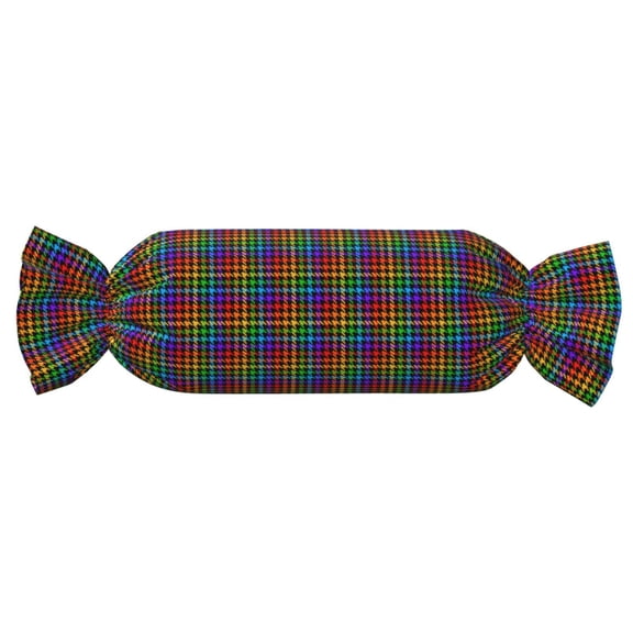 Xecao Rainbow Houndstooth Print+Candy-Inspired Plush Pillow for Men Women Suitable for Beds, Sofas, Game Rooms Drawstring Closure