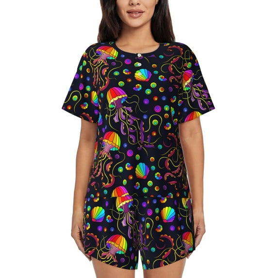 Xecao Rainbow Jellyfishes print Swimsuit for women, Summer-ready, sporty style.Quick-dry fabric. Many sizes & colors.