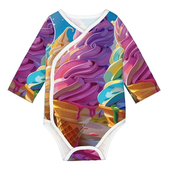 Xecao Rainbow Melting Ice Cream Print Baby unisex-baby Cotton Long-sleeve Bodysuits-3 Months
