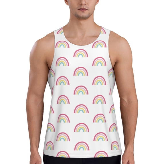 Xecao Rainbow Men's Tank Top Workout Quick Dry Sleeveless Gym Jogging Muscle Shirts Summer Swim Beach Tops