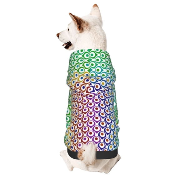 Xecao Rainbow Peacock Feathers Pattern Sweatshirts Winter Pet Dog Hoodie Puppy Coat Dog Sweaters Dog Clothes with Hat Dog Clothes Costume Outfit,Small Pets Wear-Medium