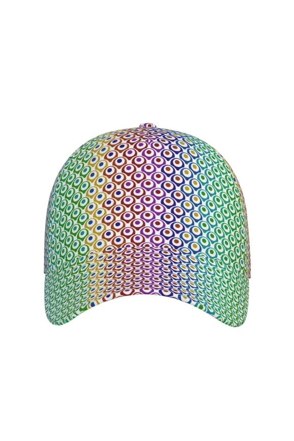 Rainbow Peacock Feathers for Baseball Cap: Unisex, crafted from classic polyester twill fabric, featuring a soft unconstructed design