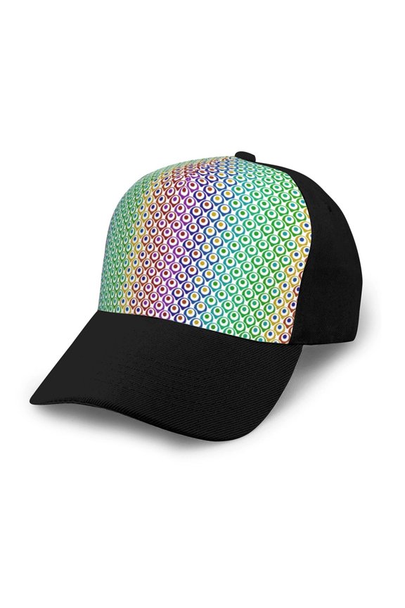 Rainbow Peacock Feathers print unisex vintage washed baseball cap, a soft and adjustable hat perfect for any casual style.