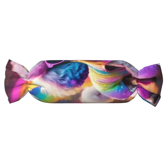 Xecao Rainbow Poodle Urban Street Print+Candy-Inspired Plush Pillow for Men Women Suitable for Beds, Sofas, Game Rooms Drawstring Closure