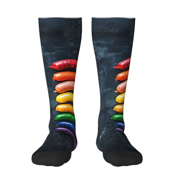 Xecao Rainbow Sausages On Dark Slate Print Compression Socks for Both Men And Women for Running, Travel, Flight, Nurse