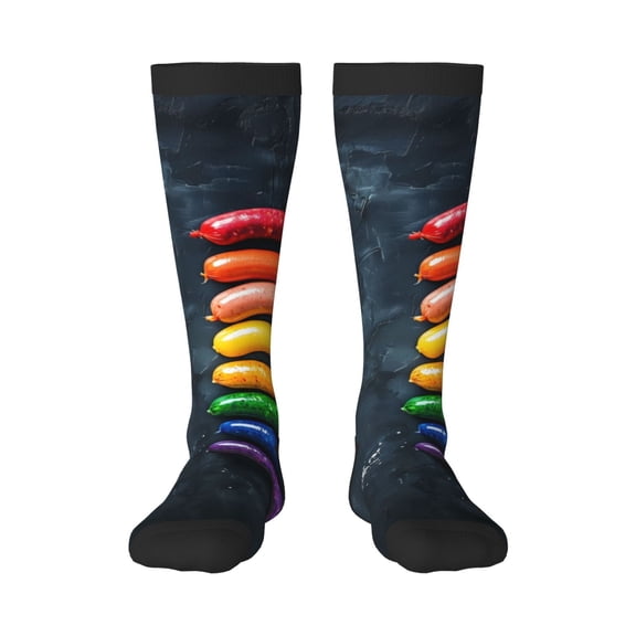 Xecao Rainbow Sausages On Dark Slate Print Compression Socks for Both Men And Women for Running, Travel, Flight, Nurse