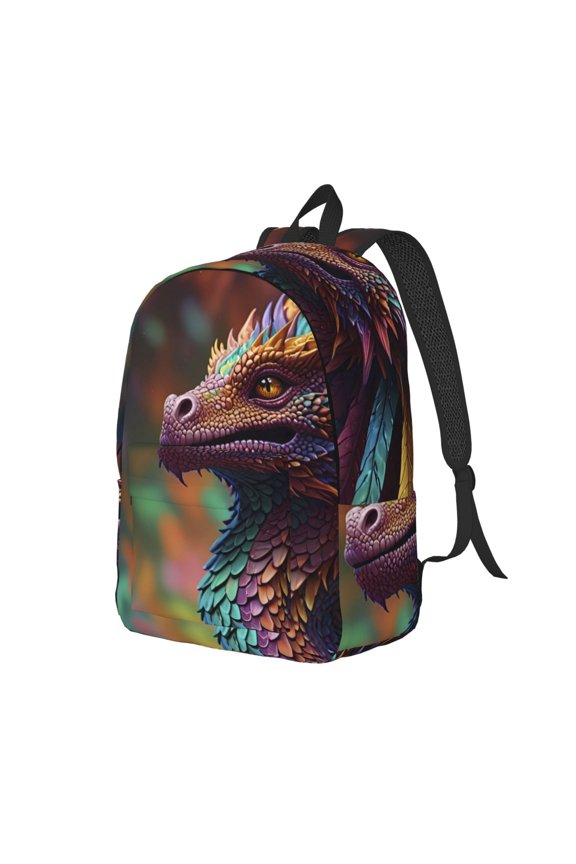 Rainbow Scales Fantasy Dragon for Canvas College Laptop Backpack, a Durable Rucksack for Both Men and Women, ideal for travel, school, and daily use Bag-Small