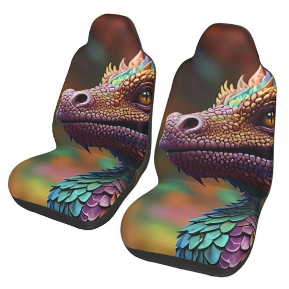Xecao Rainbow Scales Fantasy Dragon Print Car Seat Cover in That Fits Most Cars, Vans, SUVs, and Trucks.