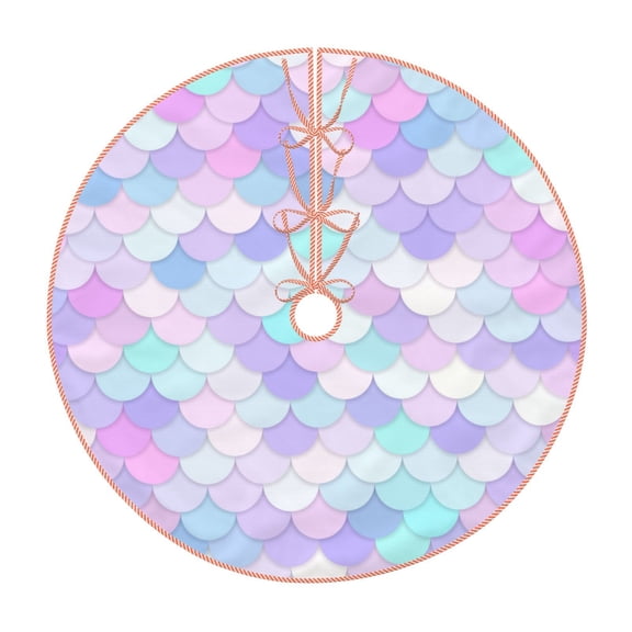 Xecao Rainbow Scales Pattern Christmas Tree Skirt Holiday Part Decorations for Christmas Tree, Farmhouse Christmas Decor Xmas Holiday Home Party Decorations-30"