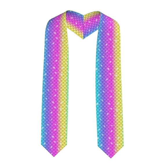 Xecao Rainbow Scales2 Print Graduation Shawl Stole Honor Stole Adult 72" Academic Commencements