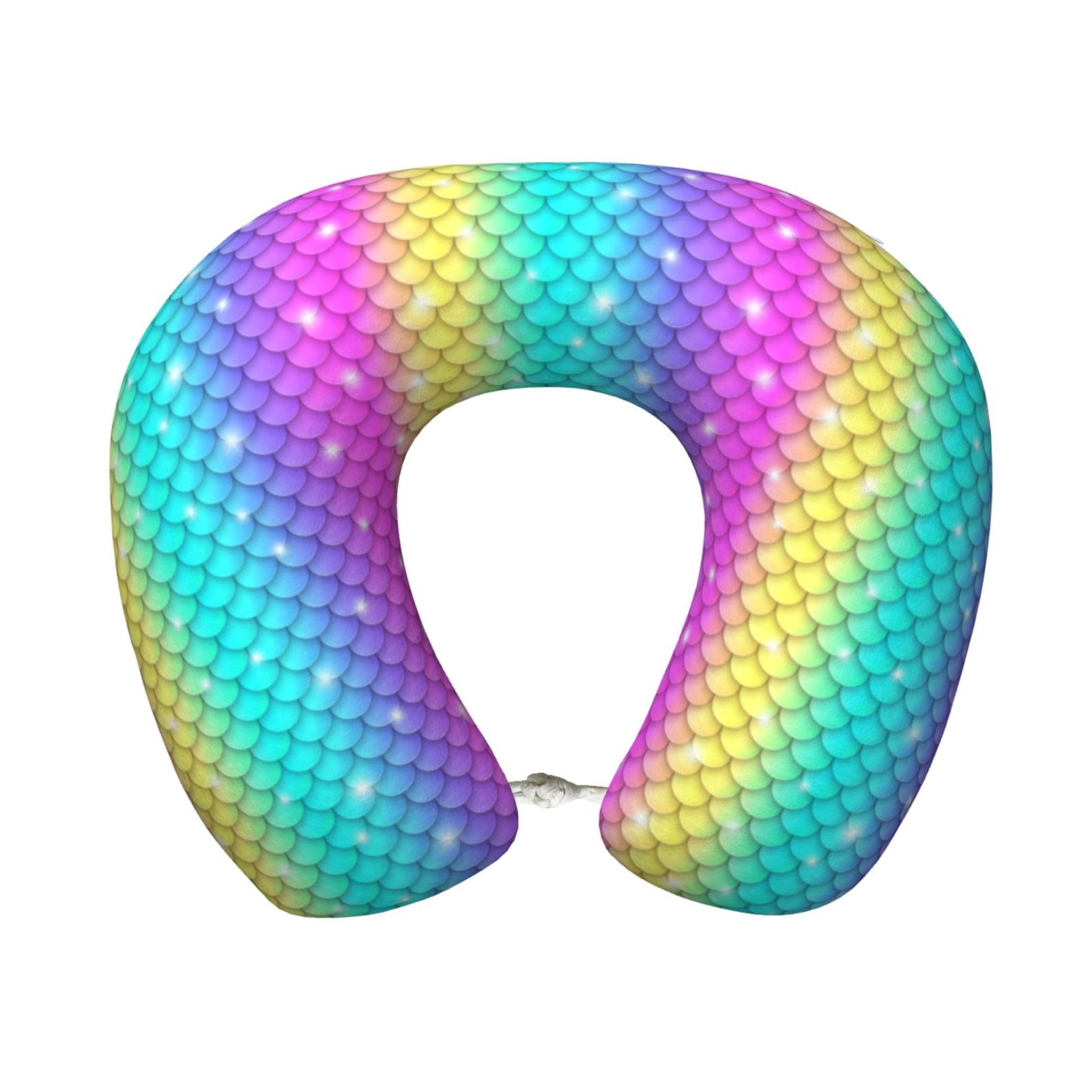 Xecao Rainbow Scales2 Print Memory Foam Cervical Neck Pillow Versatile U-Shaped Pillows for Home,Office,Camping,Travelling,Soft Washable Cover