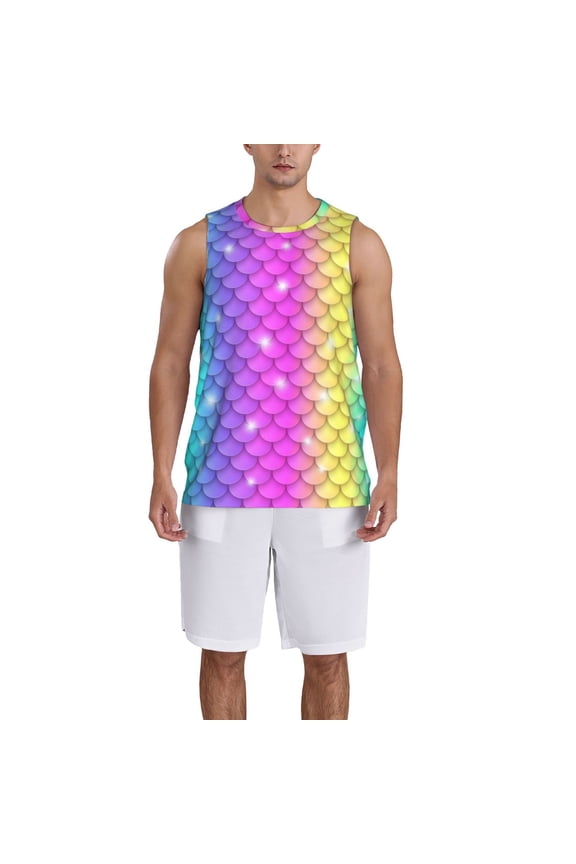Rainbow Scales2 print basketball shirt for both men and women, a unisex basketball jersey perfect for theme parties-Medium