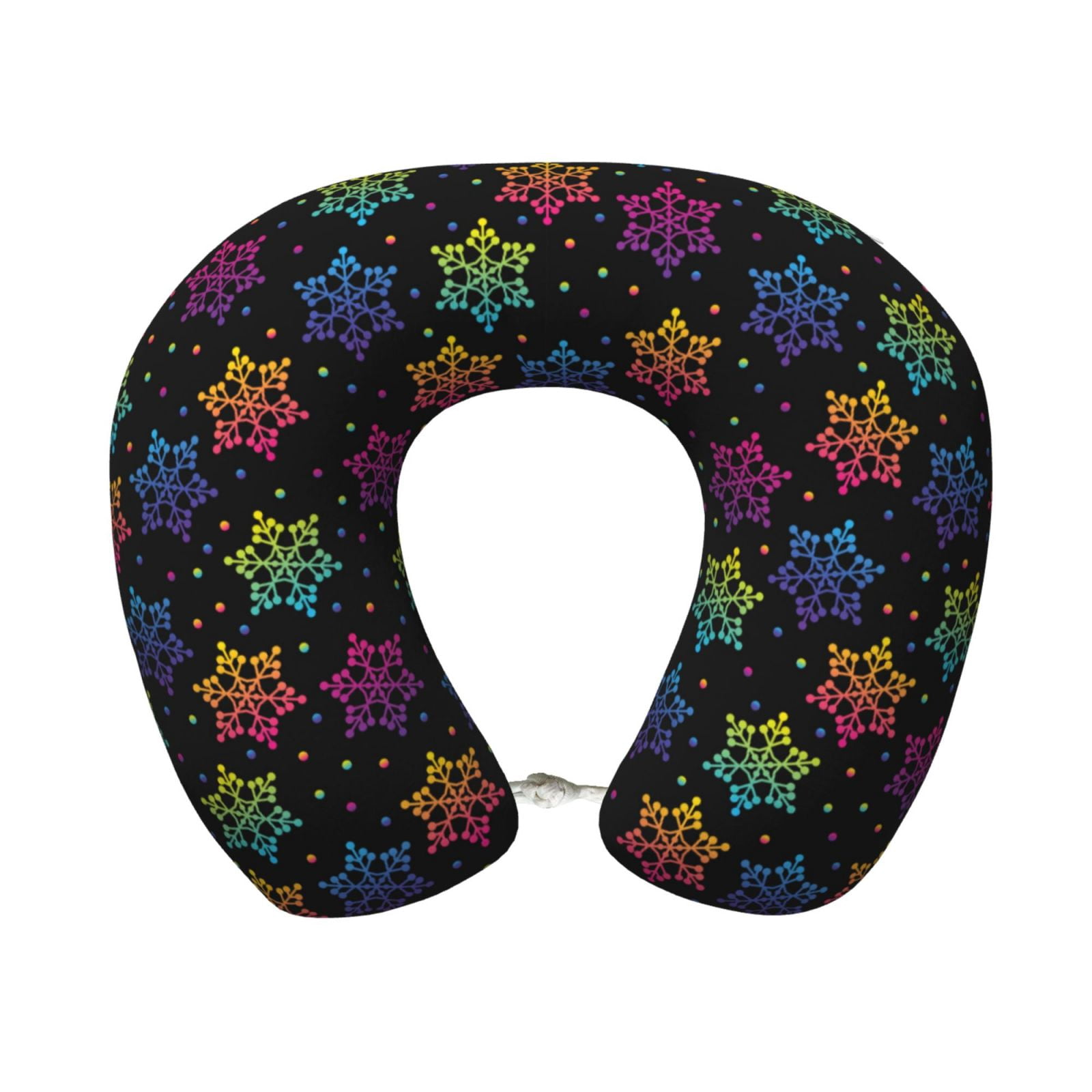 Xecao Rainbow Snowflake Print Memory Foam Cervical Neck Pillow Versatile U-Shaped Pillows for Home,Office,Camping,Travelling,Soft Washable Cover