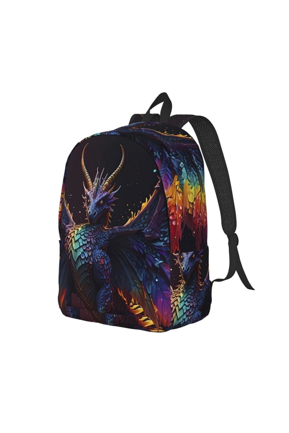 Rainbow Wings Majestic Dragon for Canvas College Laptop Backpack, a Durable Rucksack for Both Men and Women, ideal for travel, school, and daily use Bag-Medium