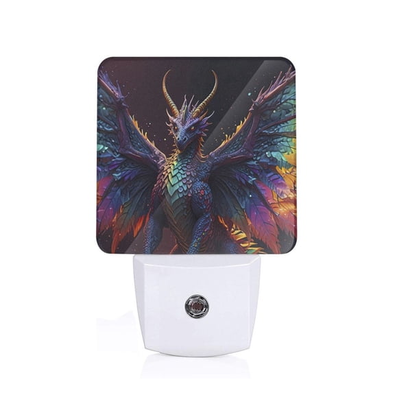 Xecao Rainbow Wings Majestic Dragon for Night Light - a Wall-mounted LED Fixture with A Dusk-to-dawn Sensor, Ideal for Bedrooms, Bathrooms, Hallways, and Kitchens-US
