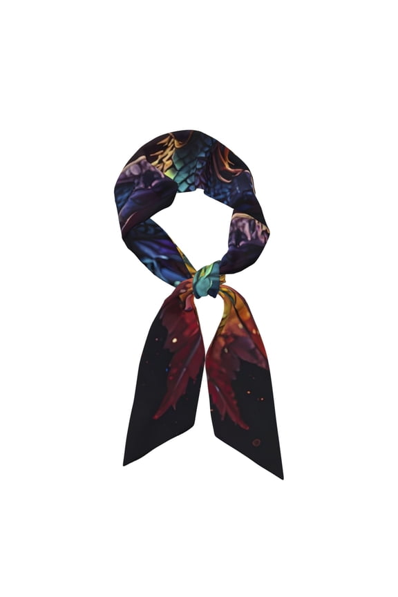 Rainbow Wings Majestic Dragon Pattern Large Satin Head Scarf - Satin Hair Scarves Silk Bandana Scarf Headscarf Silk Feeling Scarf for Women