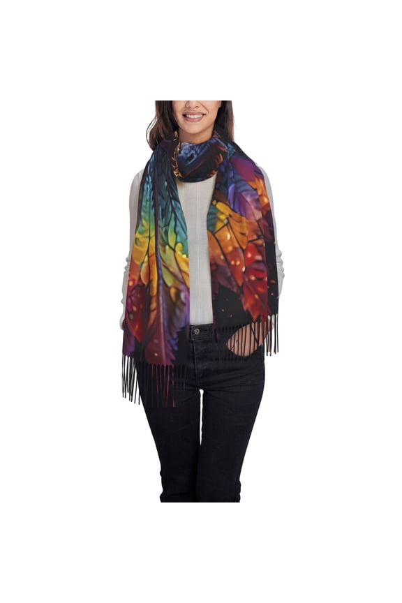 Rainbow Wings Majestic Dragon Pattern Womens Winter Scarf Fall Scarf Oversized Large Scarf for Women Warm Shawl Wrap