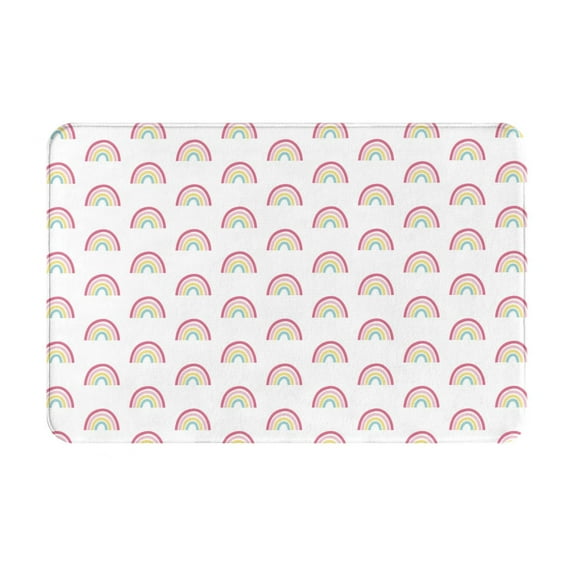 Xecao Rainbow print Flannel Mat: Non-slip, 16x24in. Ideal for kitchen, bedroom, bath & living room.