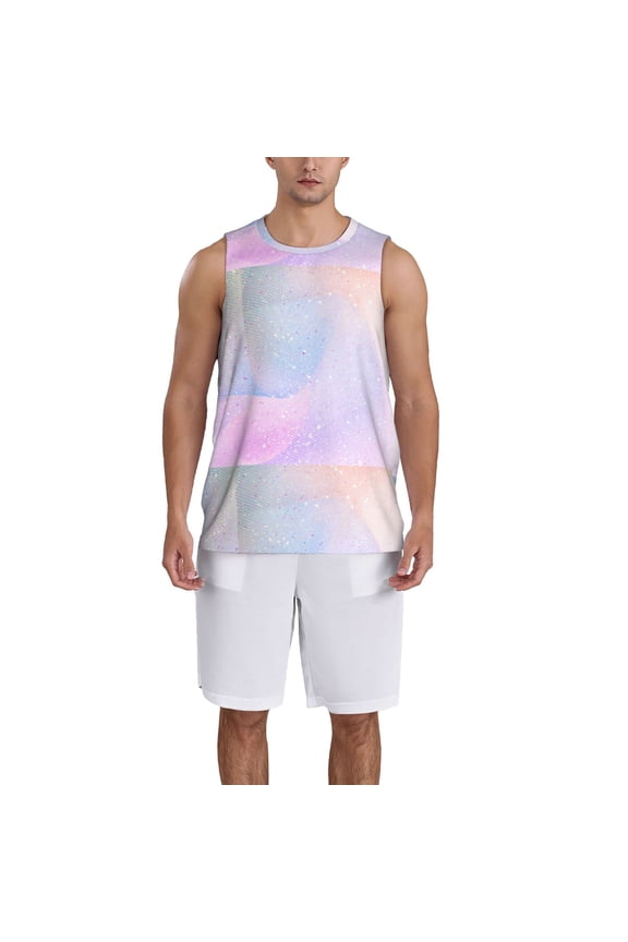 Rainbow print basketball shirt for both men and women, a unisex basketball jersey perfect for theme parties-Small